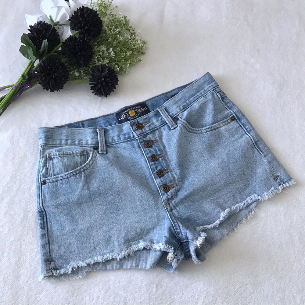 Lucky Brand The High Rise Shortie Size 4 / 27 Light Denim